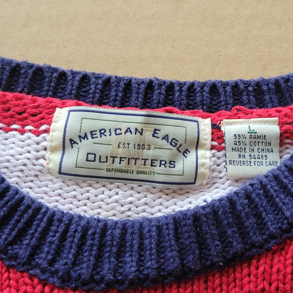 Vintage American Eagle Outfitters Mens Size Large Americana Knit Sweater - Picture 9 of 11
